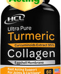 Hcl Herbal Code Labs Turmeric Curcumin 95% Extract & Collagen Capsules - Nem Promotes Joint Comfort & Flexibility - Eggshell Membrane W Naturally Occurring Glucosamine Chondroitin Hyaluronic Acid Joint Supplement