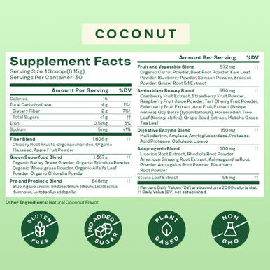 Bloom Nutrition Superfood Greens Powder Digestive Enzymes with Probiotics and Prebiotics Gut Health Bloating Relief Coconut + Milk Frother High Powered Hand Mixer