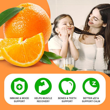 Calcium Magnesium Zinc Supplement With Vitamin D3, Sugar Calcium Gummies For Women Men, High Potency Magnesium Gummies For Bone & Muscle & Immune Health, Orange Flavors - 60 Count