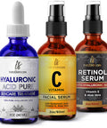 InstaSkincare Glow Effect and Post Acne Bundle Hyaluronic Acid Serum for Face 2Oz Retinol Face Serum Vitamin E and A Aloe Vera 2Oz Vitamin C Serum 2Oz