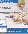 D Mannose 1000Mg - D-Mannose Cranberry Supplement With Hibiscus - Support Urinary Tract Health For Women & Men - Helps Overactive Bladder & Urinary Tract Infection - Dmannose Pills For Uti - 120 Pills