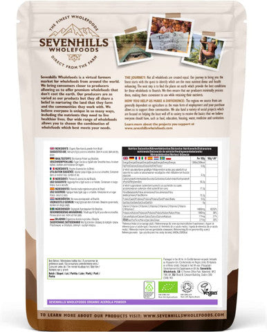 Sevenhills Wholefoods Organic Raw Acerola Powder 250g, Natural Vitamin C