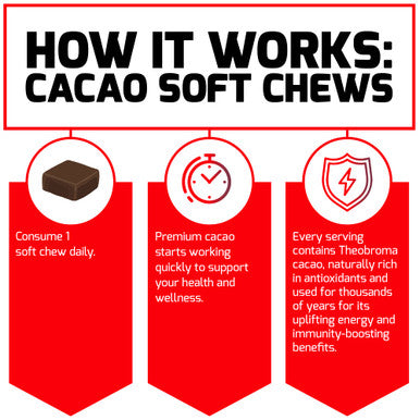Force Factor Cacao Soft Chews to Boost Energy and Immunity, Powerful Superfood and Antioxidants Supplement Made with Premium Cacao, Non-GMO, Gluten-Free, and Vegan, Chocolate Flavor, 30 Soft Chews