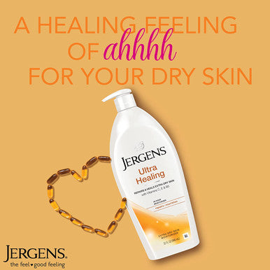 Jergens Ultra Healing Dry Skin Lotion, Body and Hand Moisturizer for Quick Absorption into Extra Dry Skin, with HYDRALUCENCE blend, Vitamins C, E, and B5, 32 Ounce