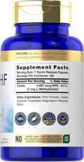 Carlyle 5-MTHF L Methylfolate 1mg | 120 Capsules | Non-GMO Gluten | Premium Quality