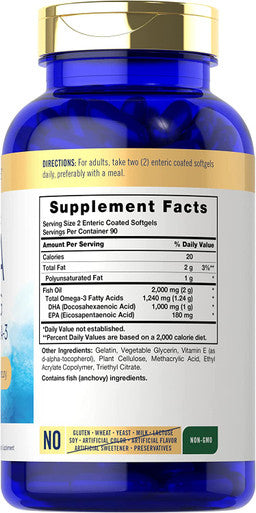 Carlyle Dha Supplement 1000Mg | 180 Softgels | 1240Mg Omega-3 | Non-Gmo, Gluten Free