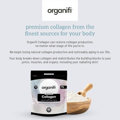 Organifi Collagen Powder - Fuller Hair, Stronger Nails, And Radiant Skin - Replenish And Rebuild Your Body - Gluten-Free, Dairy-Free, And Soy-Hydrolyzed Multi Collagen Peptides, 30 Servings