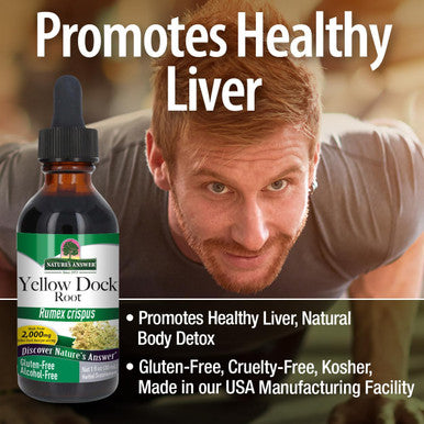 Nature'S Answer Alcohol- Yellow Dock Root 2000mg 1oz | Promotes Liver Function | Natural Body Detox | Bloating Relief | Gluten- Non-GMO Vegan | Single Count