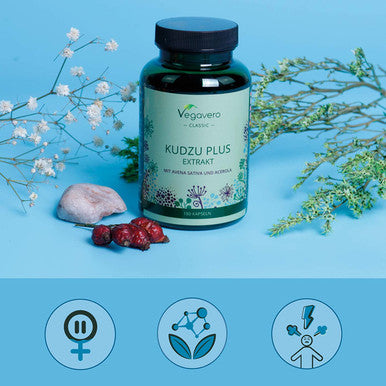 Kudzu Plus VegaveroÃƒâ€šÃ‚Â® | High Strength Root Extract | 8% Isoflavones | 180 Capsules (3 Months Supply) | 600 mg with Avena Sativa (Oat Extract) & Vitamin C | Vegan & NO Additives