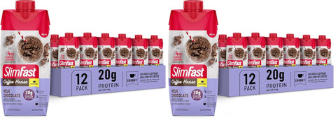 SlimFast Protein Shake, Strawberry- 20g Protein, Meal Replacement Shake Ready to Drink, High Protein with Low Carb and Low Sugar, 24 Vitamins and Minerals, 12 Count (Pack of 1) (Packaging May Vary)