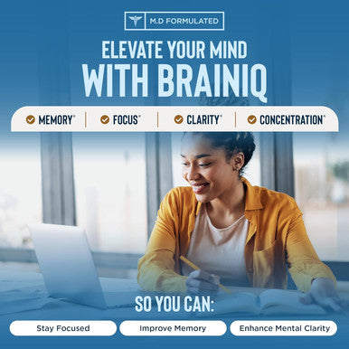 Relaxium BrainIQ Nootropic Brain Supplements for Memory and Focus | Memory Supplement for Brain Health | Cognitive Supplement & Memory Pill with Lion's Mane L-threonine & Coffee Extract | Vegan 60 Capsules