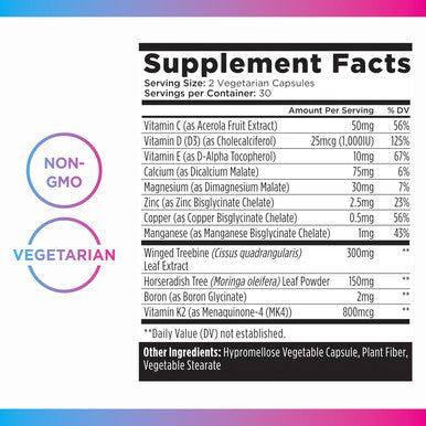 Livingood Daily Calcium Supplement For Women & Men, Bone Support (60 Vegetarian Capsules) - Bone Health Supplements Support Bone Density, Strength & Growth - Magnesium, Zinc, Vitamin D3 & K2 - Non-Gmo