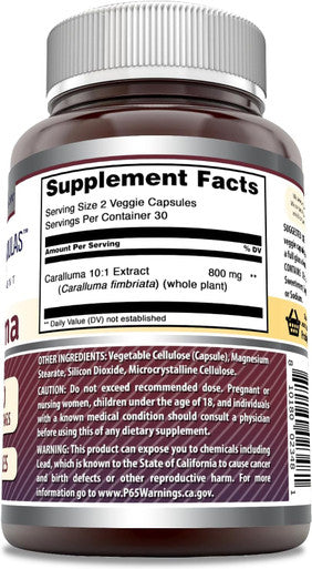 Amazing Nutrition Formulas Caralluma Supplement | 800 Mg Per Serving | 60 Veggie Capsules | Non-GMO | Gluten- | Made in USA