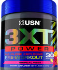 USN 3XT Power Pre-workout Powder for Men and Women, Nitric Oxide Supplement With L-Citrulline & Nitrosigine, Muscle Growth, Pumps, Vascularity, & Energy Drink Mix - 30 Serving (Tropical Vibes)