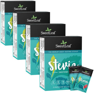 Sweetleaf Stevia Packets - Zero Calorie Natural Stevia Powder No Bitter Aftertaste Sugar Substitute for Keto Coffee Nothing Artificial Non-GMO Stevia Sweetener Packets 70 Count (Pack of 4)