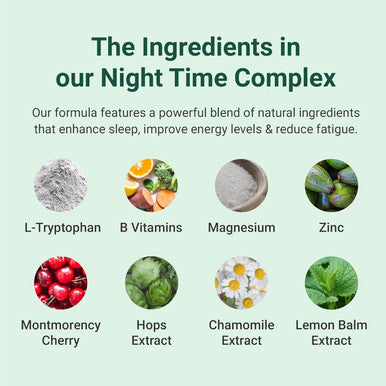 Hey Nutrition Night Time Complex with 100mg L-Tryptophan Chamomile & Lemon Balm Natural Supplement for Sleep & Relaxation - Non-GMO 60 Vegetarian Capsules