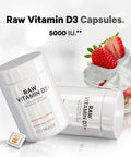 Codeage Raw Vitamin D3+ High Potency 5000 IU Supplement From Saccharomyces Cerevisiae - Raw Vitamin Enhanced with Omega-9 Probiotics Digestive Enzymes Fruits & Greens - 2-Month Supply - 60 Capsules