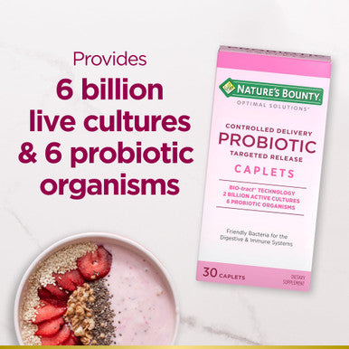 Nature's Bounty Probiotic Controlled Delivery Dietary Supplement Supports Digestive Intestinal And Immune Health 30 Caplets