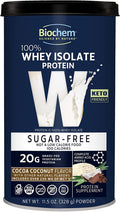 Biochem 100 Whey Isolate Protein 11.5 oz Sugar Cocoa Coconut 20g Vegetarian Protein KetoFriendly Amino Acids May Help Support Immune System Easy to Mix Preworkout Shake