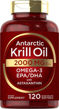 Carlyle Antarctic Krill Oil 2000 mg 120 Softgels Omega-3 EPA DHA with Astaxanthin Supplement Sourced from Red Krill Maximum Strength