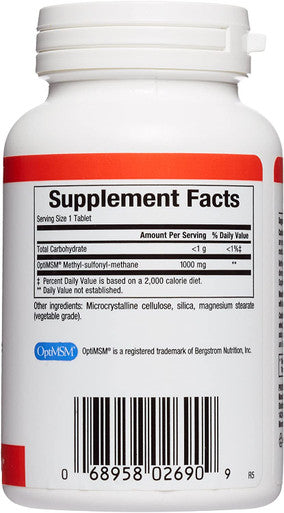 Natural Factors MSM 1000 mg Supports Healthy Joints Hair Skin and Nails 90 capsules 90 servings