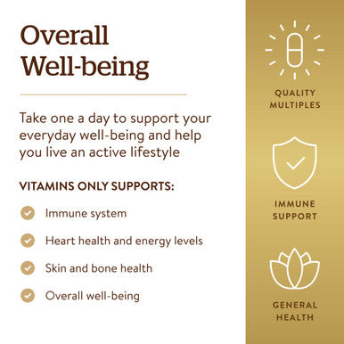 Solgar Vitamins Only 90 Vegetable Capsules - Multivitamin - Vitamin A B1 B2 C D & E - Overall Well-Being - Immune Support - Gluten Free Dairy Free Kosher - 90 Servings
