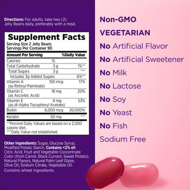Nature's Bounty Optimal Solutions Advanced Hair Skin & Nails Jelly Beans With Biotin Mixed Fruit Flavor 180 Count