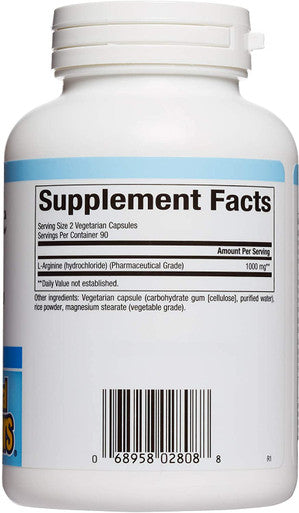 Natural Factors LArginine 500 mg Supports a Healthy Cardiovascular System Heart and Muscle Metabolism 180 capsules 180 servings
