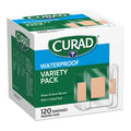 Curad Waterproof Bandage Variety Pack 3 Styles Included; Assorted Size 120 Bandages