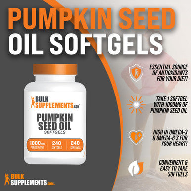 Bulksupplements.Com Pumpkin Seed Oil Softgels - Pumpkin Seed Oil Supplement, Pumpkin Seed Oil 1000Mg, Pumpkin Seed Oil Capsules - Gluten Free, 1 Softgel Per Serving, 240 Softgels