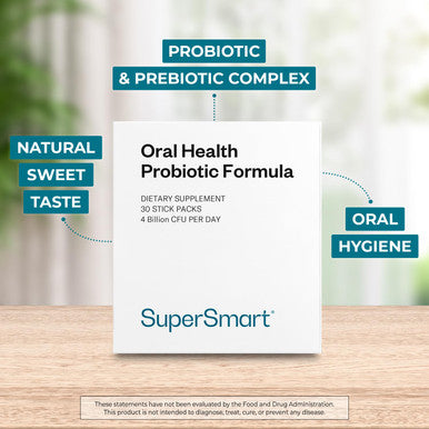 Supersmart Oral Health 4 Probiotic Strains with Lactobacillus Reuteri Rhamnosus to Boost Oral Care Bad Breath Treatment NonGMO Gluten Free 30 Sticks