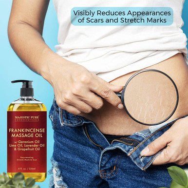 Majestic Pure Lavender Massage Oil, Sore Muscle Massage Oil, Frankincense Massage Oil, and Cellulite Massage Oil Bundle 8 fl oz Each