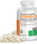 Bronson Vitamin D3 5,000 Iu (1 Year Supply) For Immune Support, Healthy Muscle Function & Bone Health, High Potency Organic Non-Gmo Vitamin D Supplement, 360 Tablets