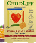 CHILDLIFE ESSENTIALS Omega-3 DHA + Choline SoftMelts - All-Natural Support for Optimal Brain & Nervous System Development & Function in Children & Teens, Sugar-Free - Passion Fruit Flavor, 27 Tablets