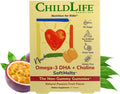 CHILDLIFE ESSENTIALS Omega-3 DHA + Choline SoftMelts - All-Natural Support for Optimal Brain & Nervous System Development & Function in Children & Teens, Sugar-Free - Passion Fruit Flavor, 27 Tablets