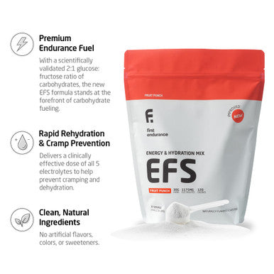 First Endurance EFS Hydration & Endurance Drink Mix - Premium Carbohydrates for Energy & Performance Electrolytes for Rapid Rehydration & Running Cycling and Triathlon Nutrition | Isotonic Energy Fuel | Fruit Punch