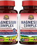 Vitalitown Magnesium Complex 2 Packs 240 Capsules NSF Magnesium Glycinate Malate Taurate and Citrate Chelated Forms High Absorption Bone Heart Sleep and Digestion