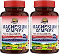 Vitalitown Magnesium Complex 2 Packs 240 Capsules NSF Magnesium Glycinate Malate Taurate and Citrate Chelated Forms High Absorption Bone Heart Sleep and Digestion