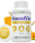 Zen Nutrients WoundVite Pre & Post Surgery Support Scar & Wound Care Scar Treatment Plastic & General Surgery Heal Faster & Aids in Recovery Time w/ Bromelain Turmeric & Arnica - 60 Vegan Caps