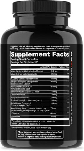 Jocko Fuel Discipline Go Brain Booster - Nootropic Dietary Supplements For Memory & Focus - Preworkout Energy & Focus Supplement (90 Capsules)