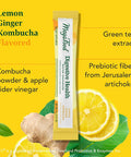MegaFood Kombucha Powder - Probiotics For Digestive Health - Water Enhancer - Prebiotics And Probiotics For Women & Men - Support Gut Health - 2 Billion Cfu - Lemon Ginger - 10 Count (Pack Of 1)