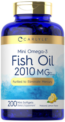 Carlyle Mini Fish Oil Softgels | 2010 Mg | 200 Omega-3 Pearls | Non-Gmo & Gluten Free Supplement