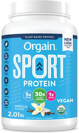 Orgain Vanilla Sport PlantBased Protein Powder 30g of Protein Made with Organic Turmeric Ginger Beets Chia Seeds Brown Rice and Fiber Vegan Made Without Gluten Dairy NonGMO 2.01 lb