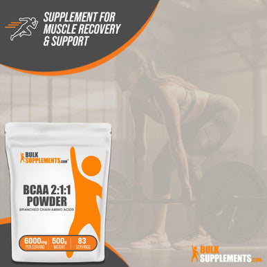 Bulksupplements.Com Bcaa 2:1:1 Powder - Branched Chain Amino Acids. Bcaa Powder, Bcaas Amino Acids Powder - Unflavored & Gluten Free, 6000Mg Per Serving - 83 Servings, 500G (1.1 Lbs)