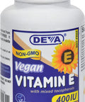 Deva Vegan Vitamin E with Mixed Tocopherols - 400 IU - Non GMO - 90 Vegan Capsules (Pack of 2)