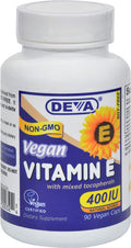 Deva Vegan Vitamin E with Mixed Tocopherols - 400 IU - Non GMO - 90 Vegan Capsules (Pack of 2)