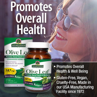 Nature'S Answer Oleopein Olive Leaf Vegetarian Capsules 60-Count Promotes Overall Good Health and Well Being Alcohol- Gluten- & Kosher
