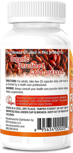 DEVA Vegan Flax Seed Oil,500MG,Vegan, 90 VCAP, 3 Pack