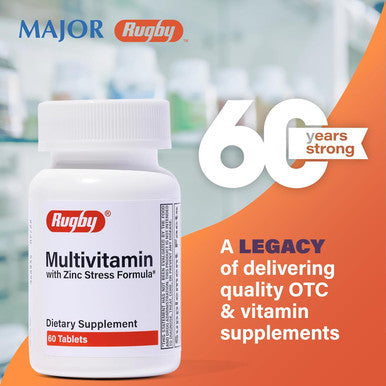 Rugby Multivitamin With Zinc Stress Formula - Dietary Supplement - 60 Tablets