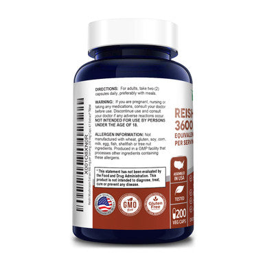NusaPure Reishi Mushroom Extract 3600 mg Equivalent 200 Veggie Caps (Vegan, Non-GMO & Gluten-Free)